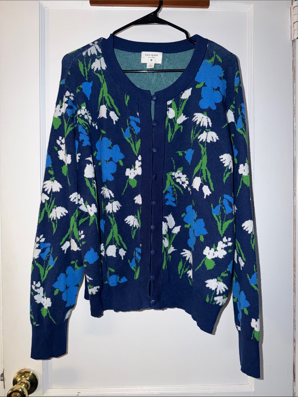 kate spade x Target Navy Blue, White & Green Floral Cardigan size 2X